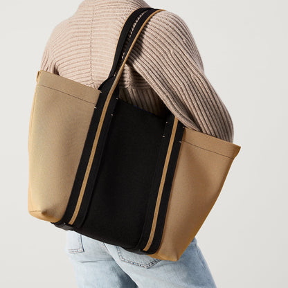 The Essential Tote - Camel and Black